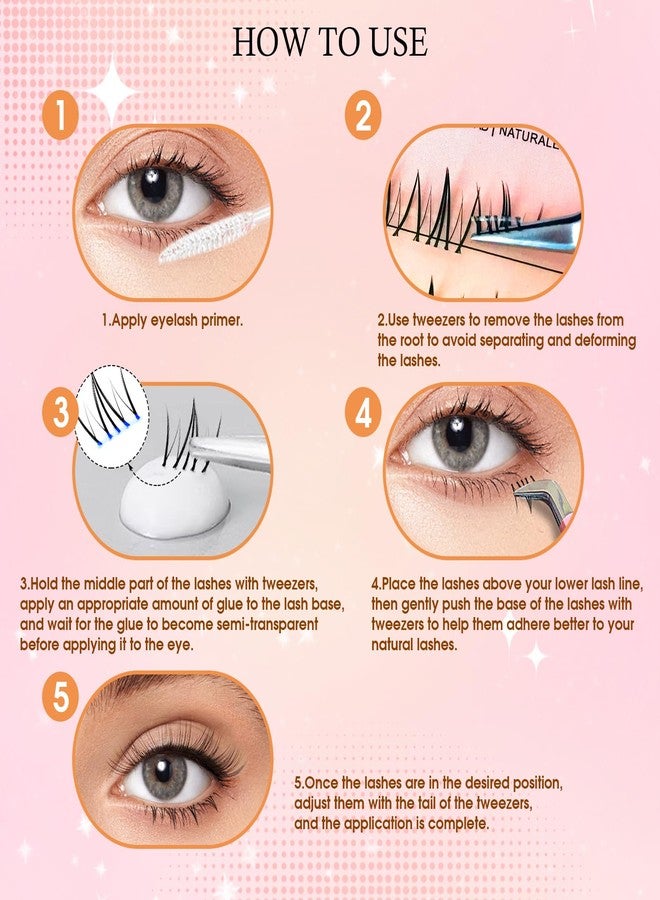 Bershnor Bottom Lash Clusters DIY lash Extensions Lower Individual Lashes Manga Bottom Cluster Lashes Bottom Eyelashes Clear Band - Image 4